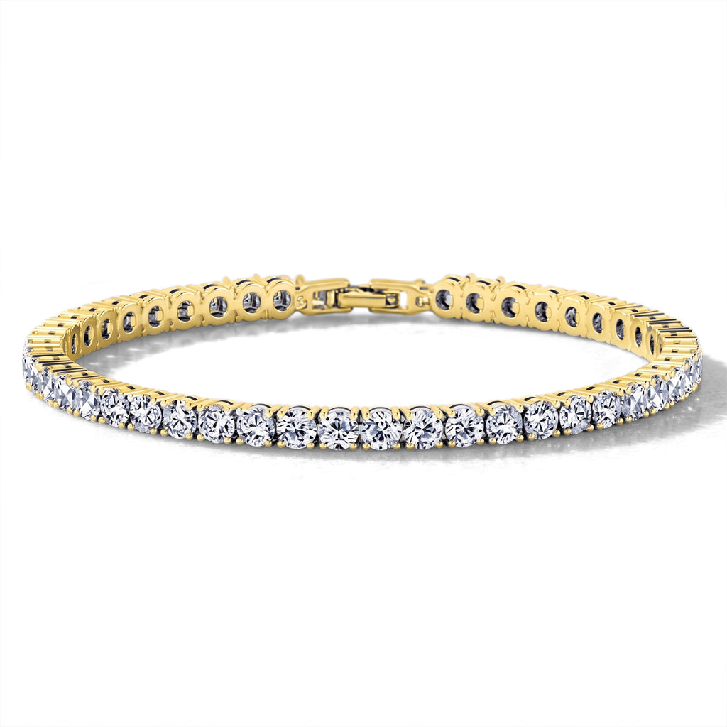 Weißer Zirkonia Armband ca. 19 cm Nickelfreies Messing, Goldfarben