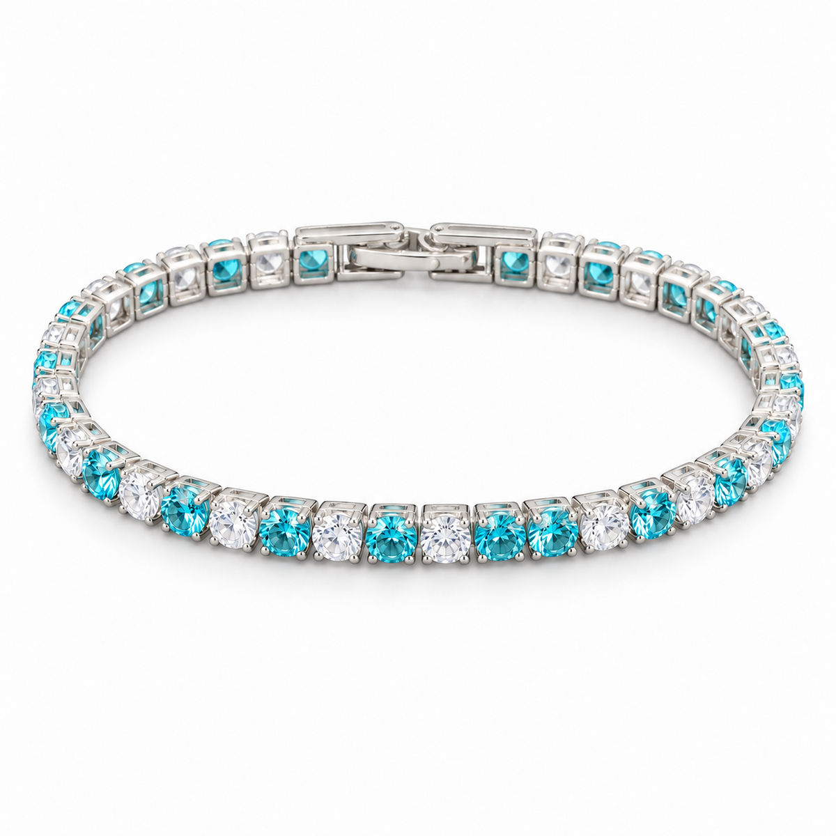 Blauer Zirkonia Armband ca. 19 cm Nickelfreies Messing