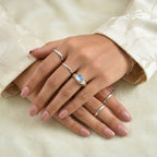 D'Joy Milchiger Aquamarin Ring 925 Silber Rhodiniert (Größe 19.00) ca. 2,20 ct