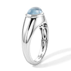 D'Joy Milchiger Aquamarin Ring 925 Silber Rhodiniert (Größe 19.00) ca. 2,20 ct