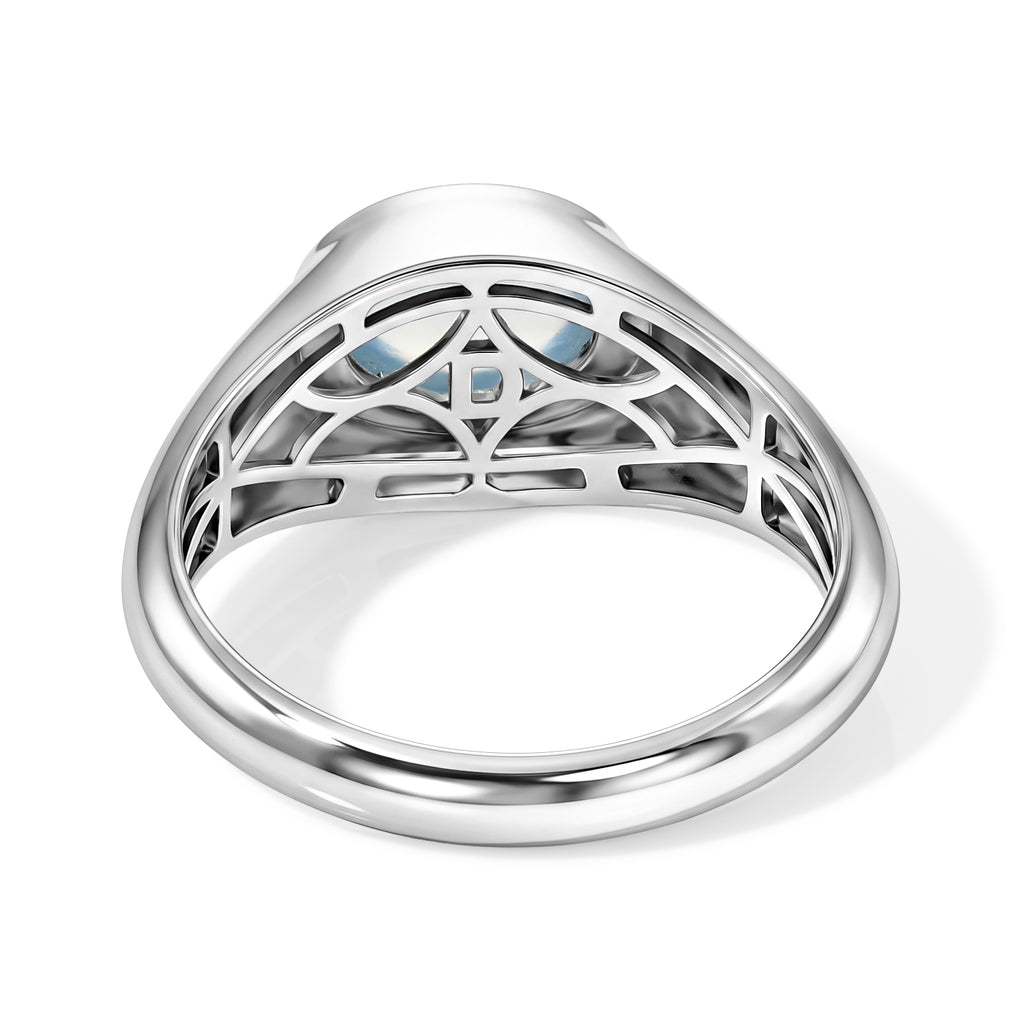D'Joy Milchiger Aquamarin Ring 925 Silber Rhodiniert (Größe 19.00) ca. 2,20 ct