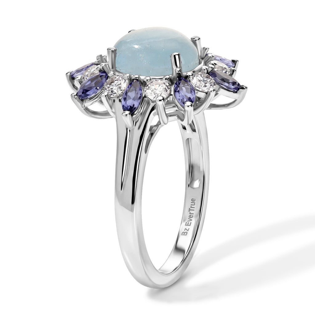 EVER TRUE Milchiger Aquamarin, Iolit Ring Reine Bronze (Größe 17.00) ca. 3,60 ct