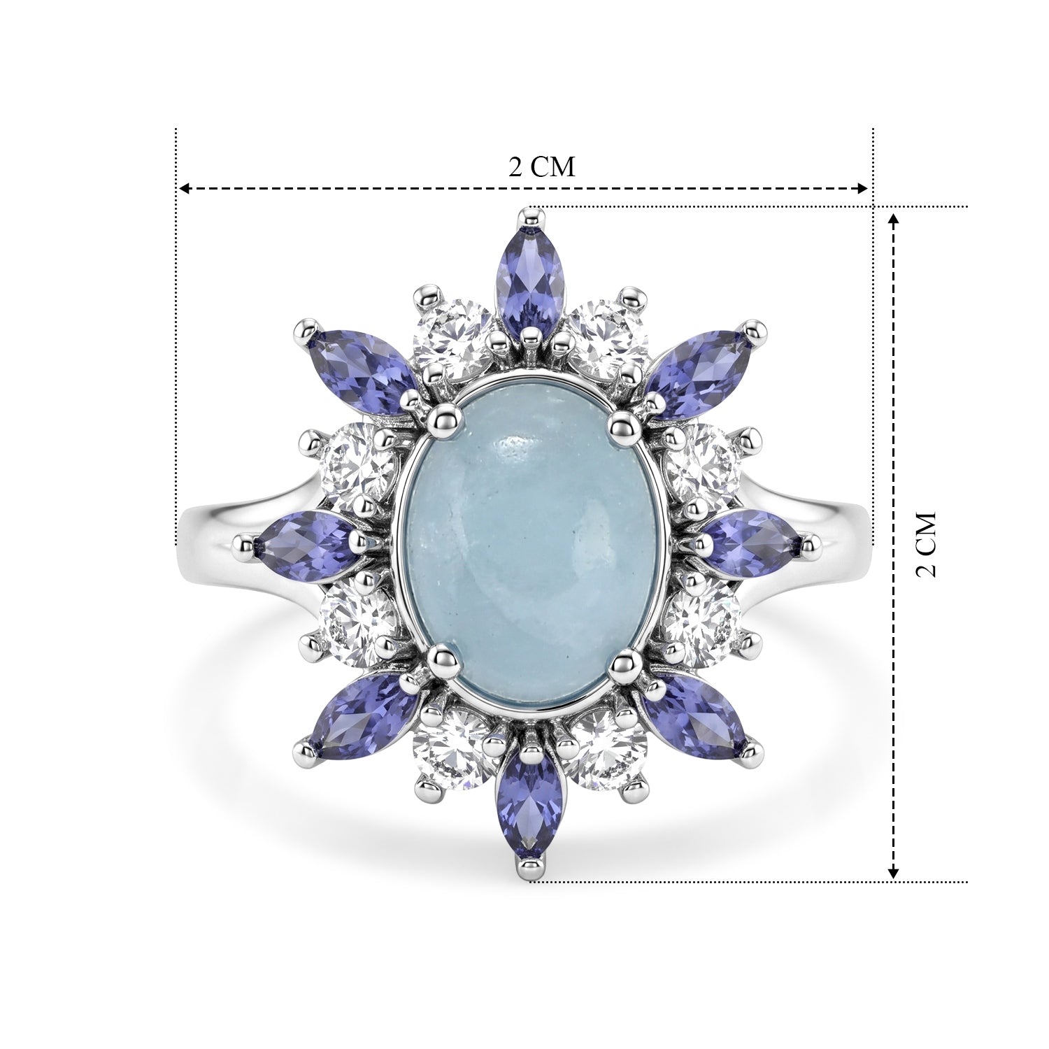 EVER TRUE Milchiger Aquamarin, Iolit Ring Reine Bronze (Größe 17.00) ca. 3,60 ct