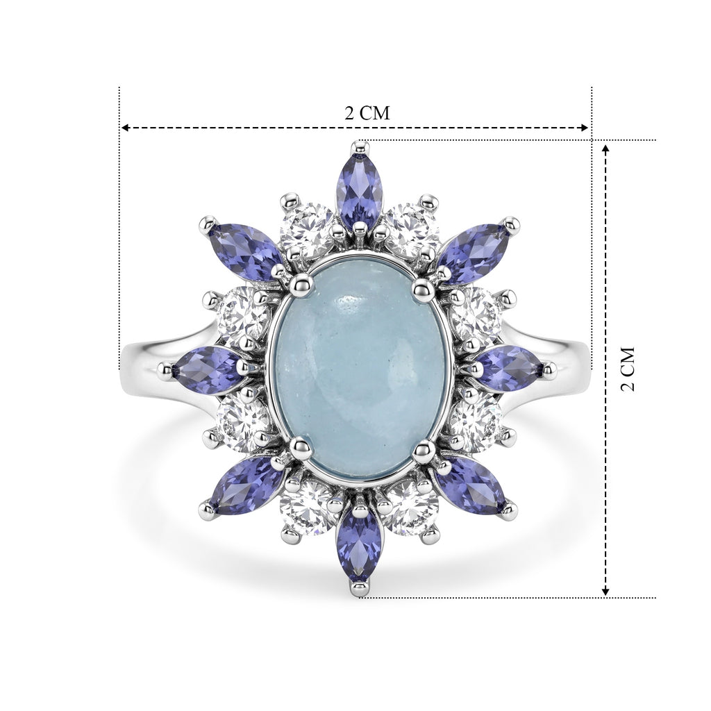 EVER TRUE Milchiger Aquamarin, Iolit Ring Reine Bronze (Größe 17.00) ca. 3,60 ct