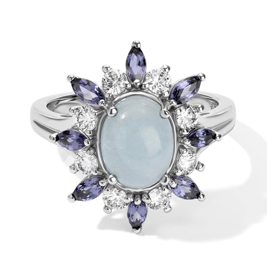 EverTrue milchiger Aquamarin, Iolit und Zirkon Ring, Bronze mit Platin E-Beschichtung - 3,60 ct.