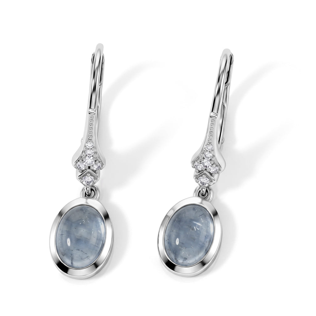 EVER TRUE Milchiger Aquamarin, Weißer Zirkon Ohrringe Reine Bronze ca. 2,94 ct.