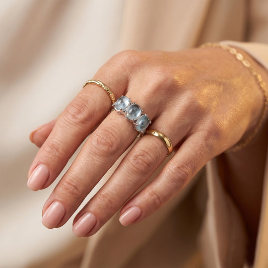 EVER TRUE Milky Aquamarin, Weißer Diamant Ring Reine Bronze (Größe 20.00) ca. 2.85 ct