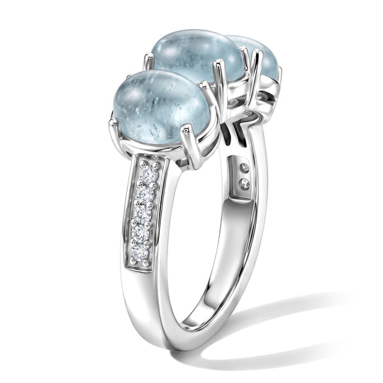 EVER TRUE Milky Aquamarin, Weißer Diamant Ring Reine Bronze (Größe 20.00) ca. 2.85 ct