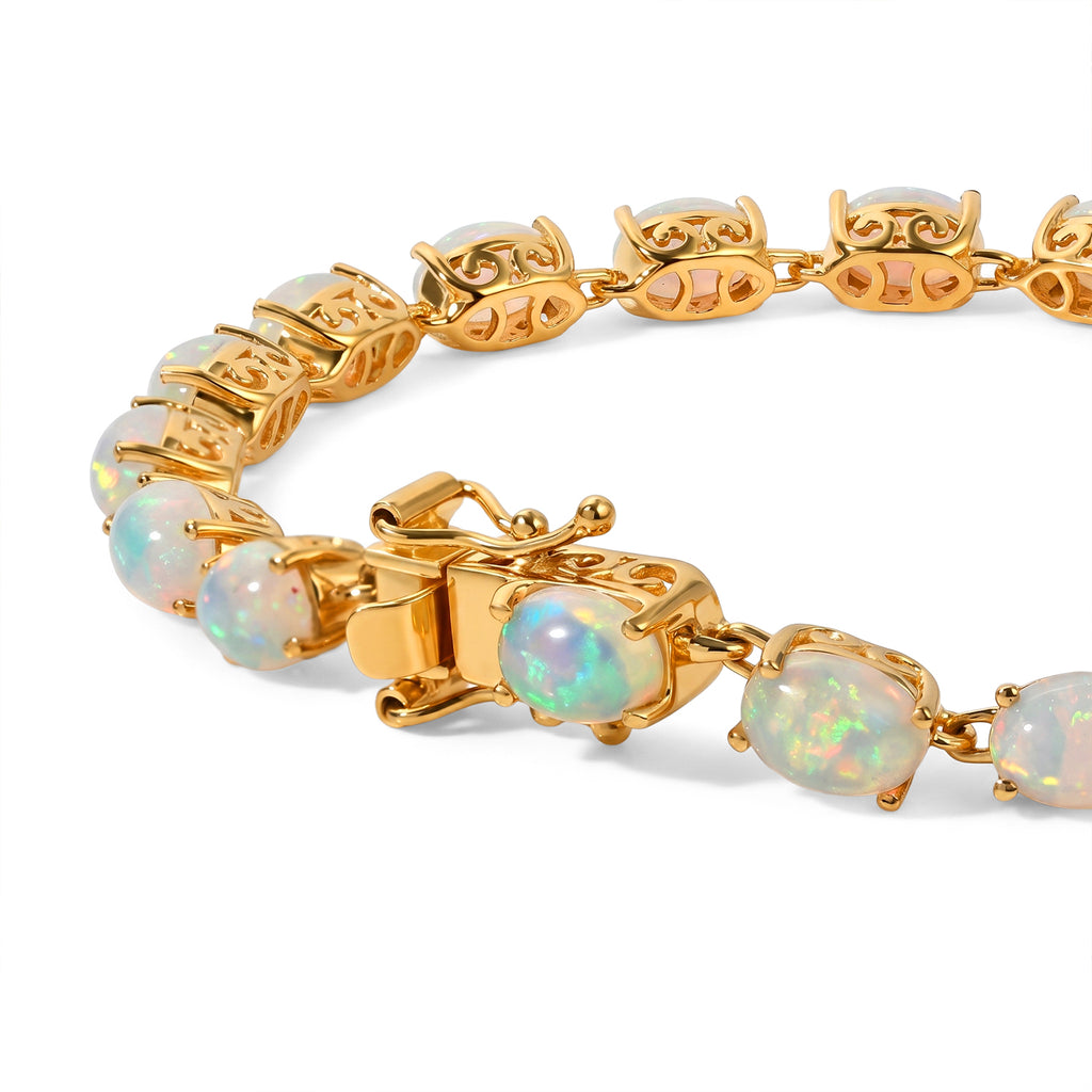 D'Joy AA Natürlicher, äthiopischer Welo Opal Armband ca. 19 cm 925 Silber 750 Gelbgold vermeil ca. 11,00 ct.