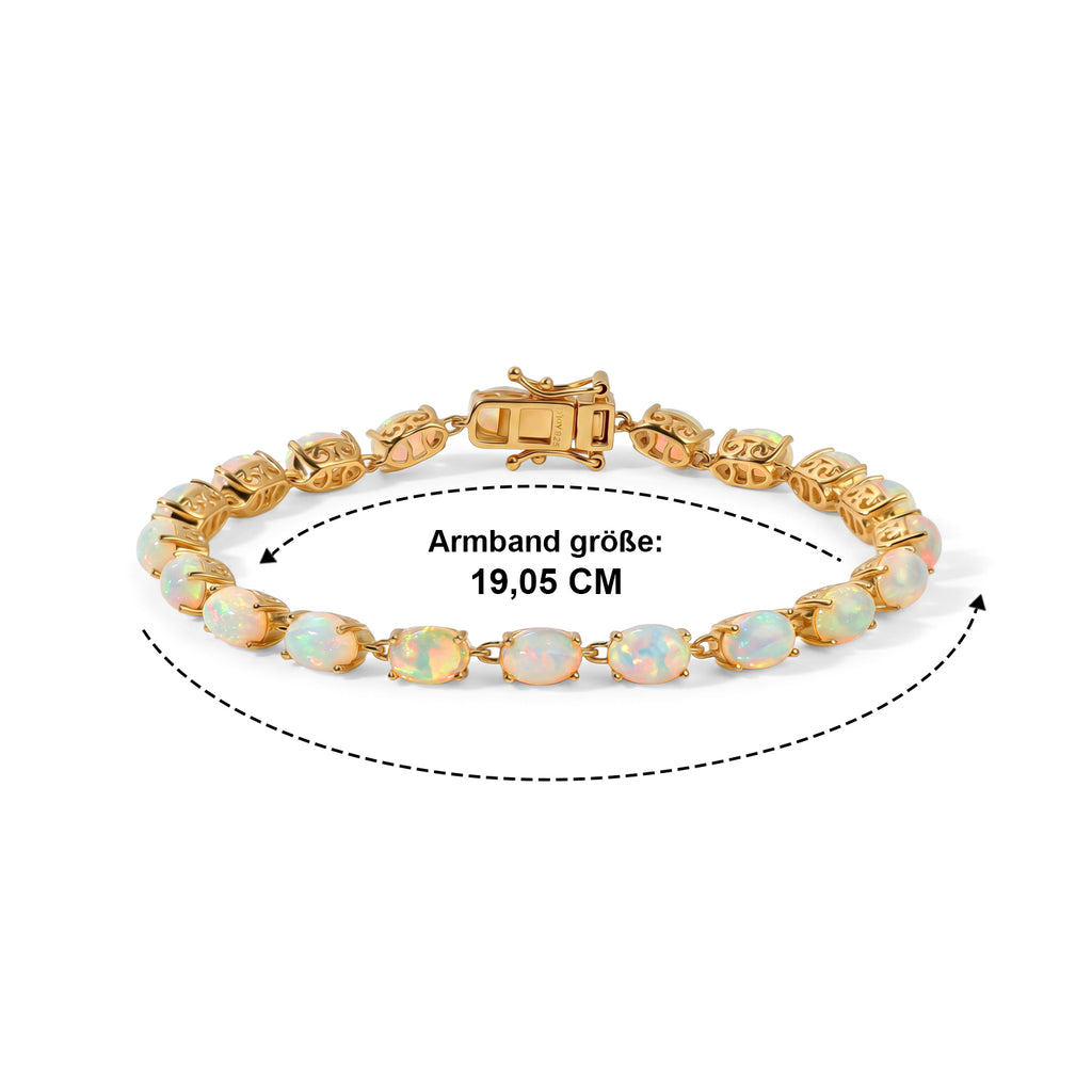 D'Joy AA Natürlicher, äthiopischer Welo Opal Armband ca. 19 cm 925 Silber 750 Gelbgold vermeil ca. 11,00 ct.