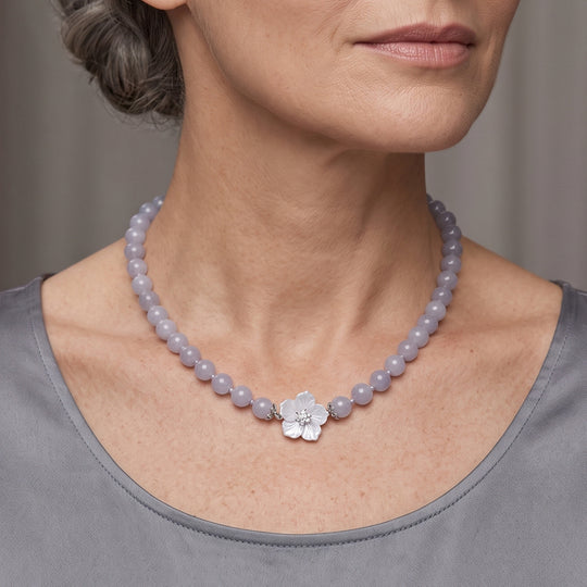 JARDIN KOLLEKTION D'Joy gefärbte gelbe Jade, Citrin und gelbe Perlmutt 50cm Halskette, 925 Silber rhodiniert - 219,99 ct.