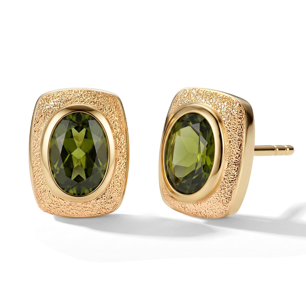 D'Joy Peridot Arizona Ohrringe 925 Silber Gold ca. 1,03 ct.