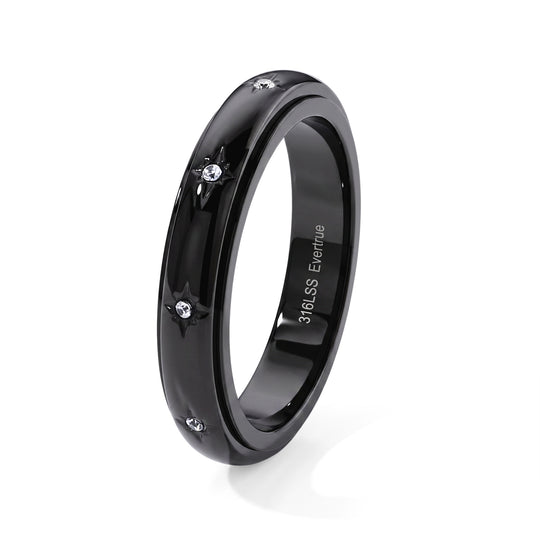 Weißer Zirkonia Spinning-Ring 316L Edelstahl (Größe 19.00)