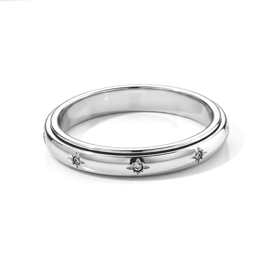 Weißer Zirkonia Spinning-Ring 316L Edelstahl (Größe 19.00)