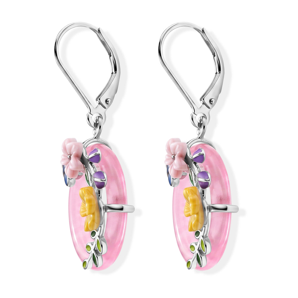 D'Joy Rosa Jade, Gelbes Perlmutt (6mm) Ohrringe 925 Silber Rhodiniert