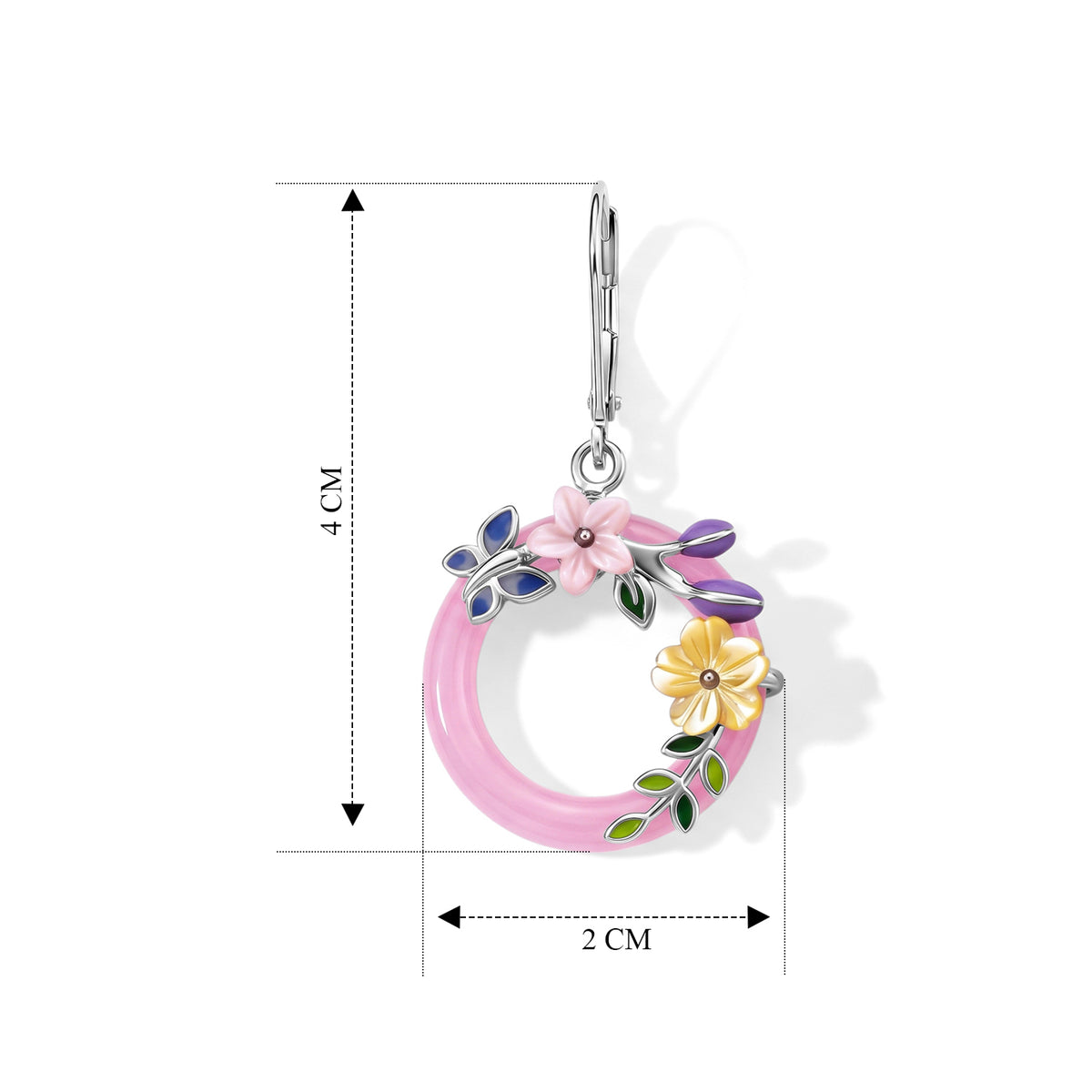 JARDIN KOLLEKTION D'Joy Rosa Jade, Gelbes Perlmutt (6mm) Ohrringe 925 Silber Rhodiniert 12.00 ct