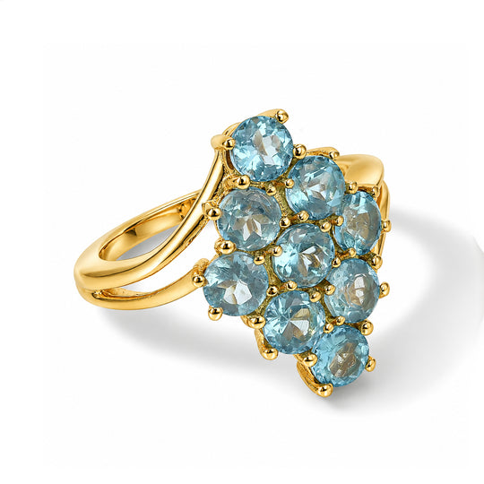 EverTrue AA blauer Apatit Ring, Bronze mit Gelbgold E-Beschichtung - 2,66 ct.