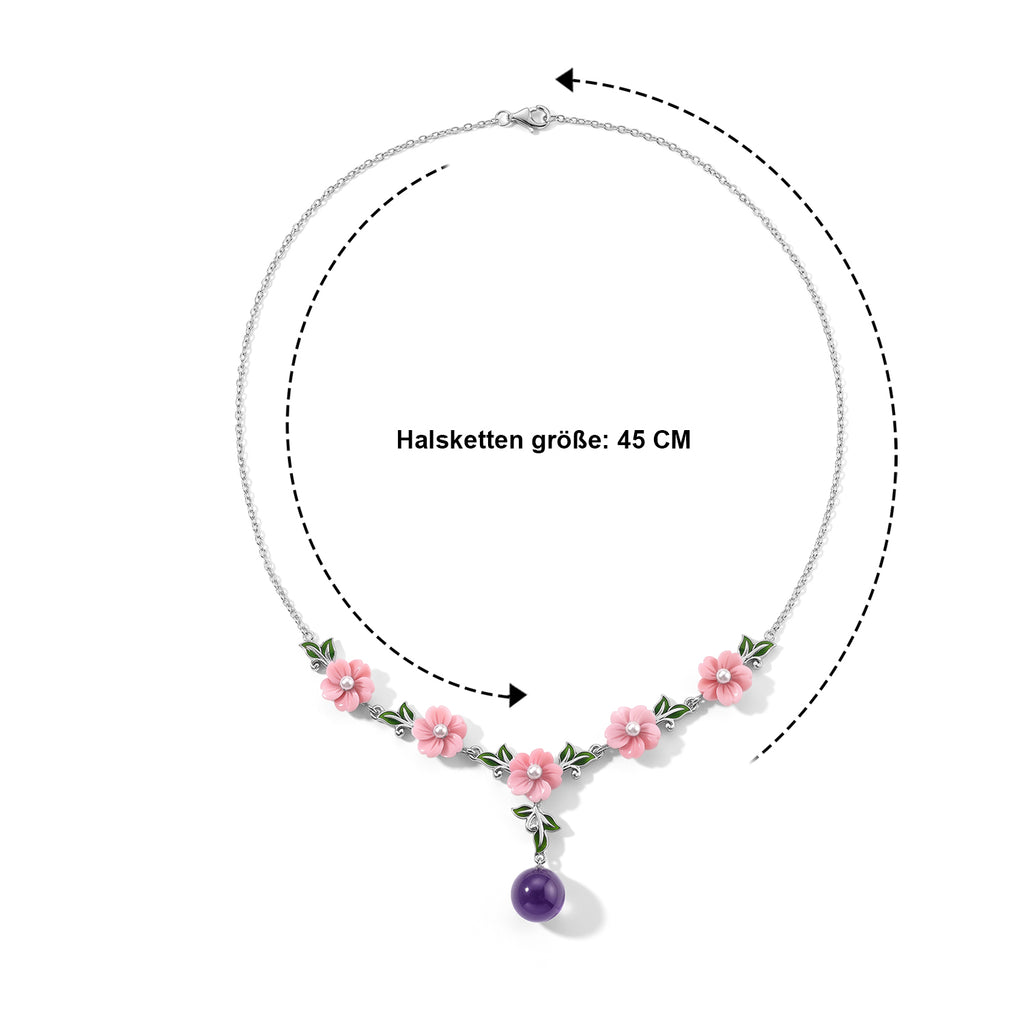D'Joy Gefärbte lila Jade, Weiße Süßwasser Perle (3-4mm) Halskette ca. 45 cm 925 Silber Rhodiniert