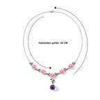 D'Joy Gefärbte lila Jade, Weiße Süßwasser Perle (3-4mm) Halskette ca. 45 cm 925 Silber Rhodiniert