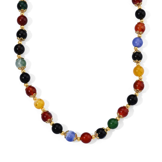 Mehrfarbiger Achat Halskette ca. 45 cm Reine Legierung Goldton ca. 240.00 ct