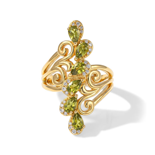 EVER TRUE Peridot Arizona, Weißer Zirkon Ring Reine Bronze (Größe 19.00) ca. 1,65 ct