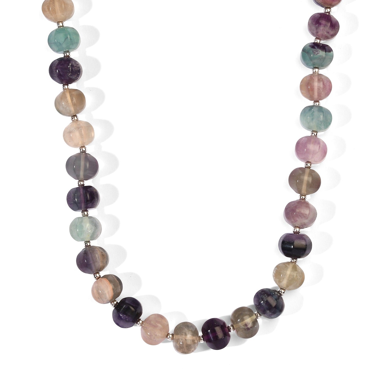 EVER TRUE Mehrfarbiger Fluorit Halskette ca. 50 cm Nickelfreies Messing Platiniert ca. 530.00 ct