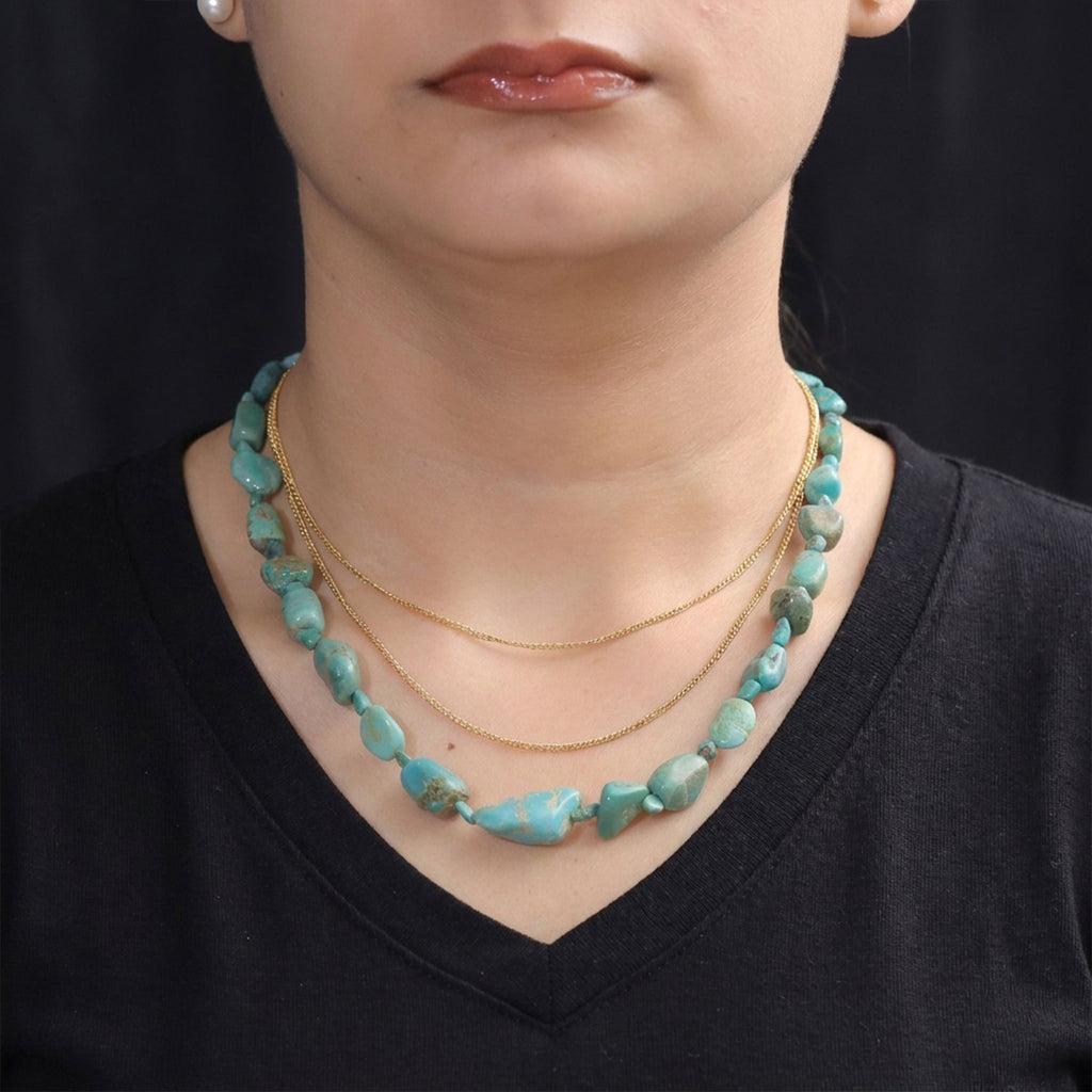 EVER TRUE Türkis Halskette ca. 50 cm Nickelfreies Messing Platiniert ca. 240,00 ct.