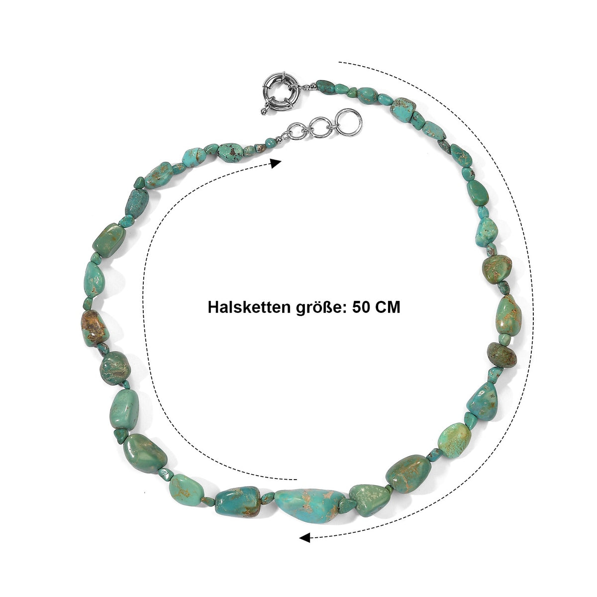 EVER TRUE Türkis Halskette ca. 50 cm Nickelfreies Messing Platiniert ca. 240.00 ct