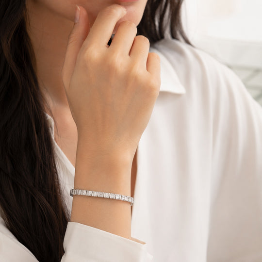 LUXURIANT SGL zertifizierter SI-GH Labor Diamant 19cm Armband, 925 Silber 750 Gelbgold Vermeil - 5 ct.