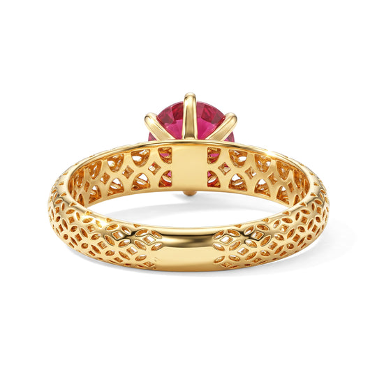 D'Joy AA Afrikanischer Rubin (Fissure gefüllt) Rund Ring 925 Silber 750 Vergoldet (Größe 20.00) ca. 1.80 ct