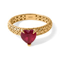 D'Joy AA Afrikanischer Rubin (Fissure gefüllt) Herz Ring 925 Silber 750 Vergoldet (Größe 20.00) ca. 1.80 ct