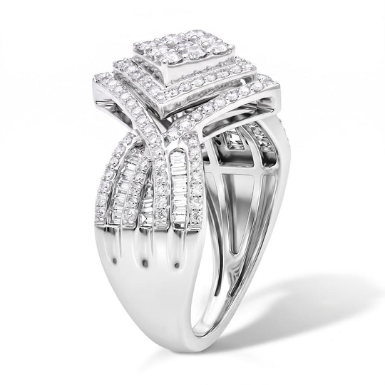 LUXURIANT SGL zertifizierter SI-GH Labor Diamant Ring, 925 Silber rhodiniert - 1 ct.