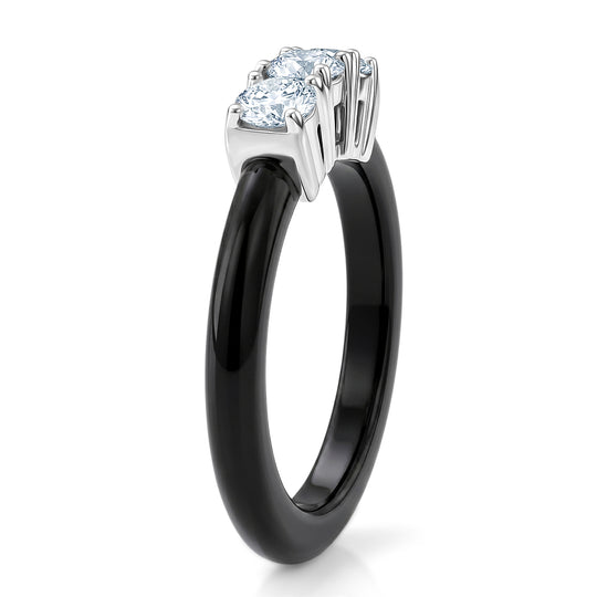 D'Joy Gefärbte schwarze Jade, Lab Grown Diamant Ring 925 Silber Rhodiniert (Größe 19.25) ca. 8,50 ct