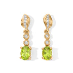 D'Joy Peridot Arizona, Weißer Zirkon Ohrringe 925 Silber 750 Vergoldet ca. 1,19 ct.