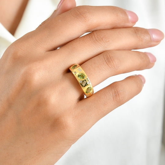 EVER TRUE Peridot Arizona, Moissanit Ring Reine Bronze (Größe 17.00) ca. 1,44 ct