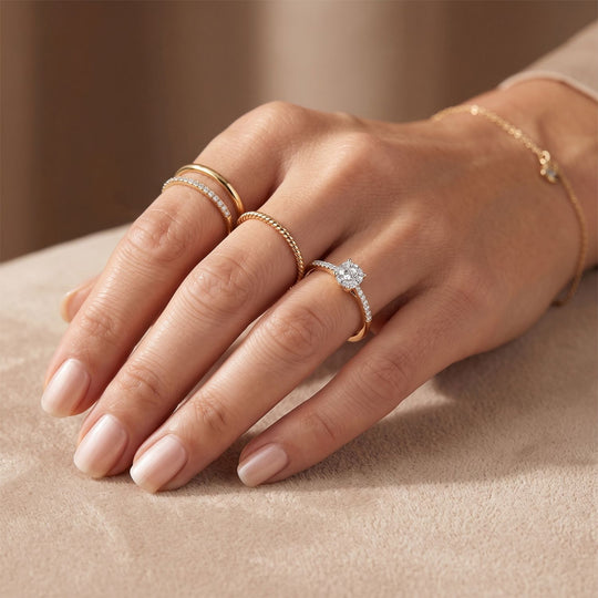 LUXURIANT DIAMOND - Lab Grown Diamant SI-GH Ring 925 Silber 750 Gelbgold vermeil (Größe 17.00) ca. 0,20 ct