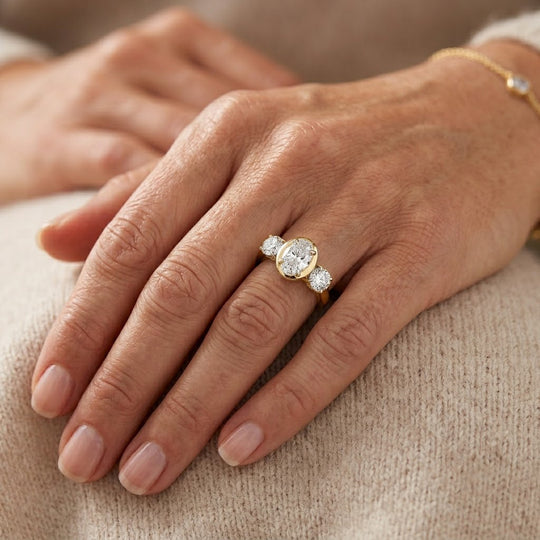 LUXURIANT DIAMOND - Lab Grown Diamant SI-GH Ring SGL zertifiziert 925 Silber 750 Gelbgold vermeil (Größe 17.00) ca. 3.00 ct