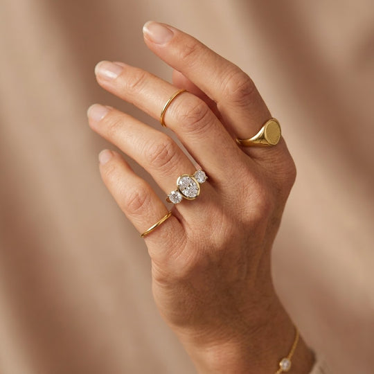 LUXURIANT DIAMOND - Lab Grown Diamant SI-GH Ring SGL zertifiziert 925 Silber 750 Gelbgold vermeil (Größe 17.00) ca. 3.00 ct