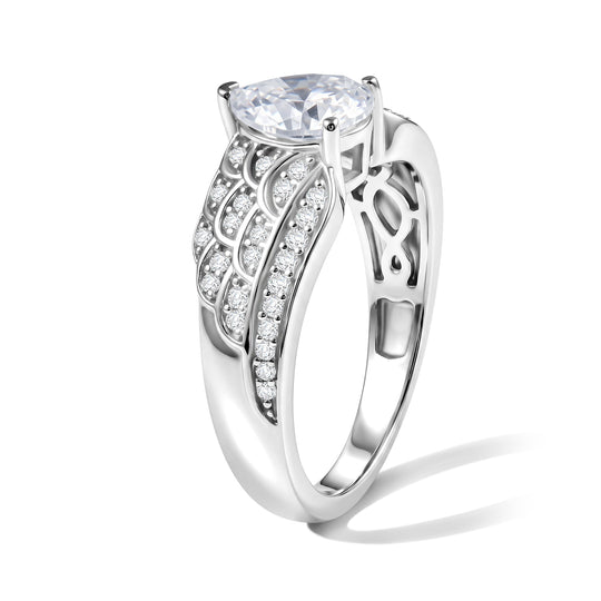 SCHUTZENGEL KOLLEKTION - D'Joy Moissanit Ring 925 Silber Rhodiniert (Größe 18.00) ca. 1.47 ct