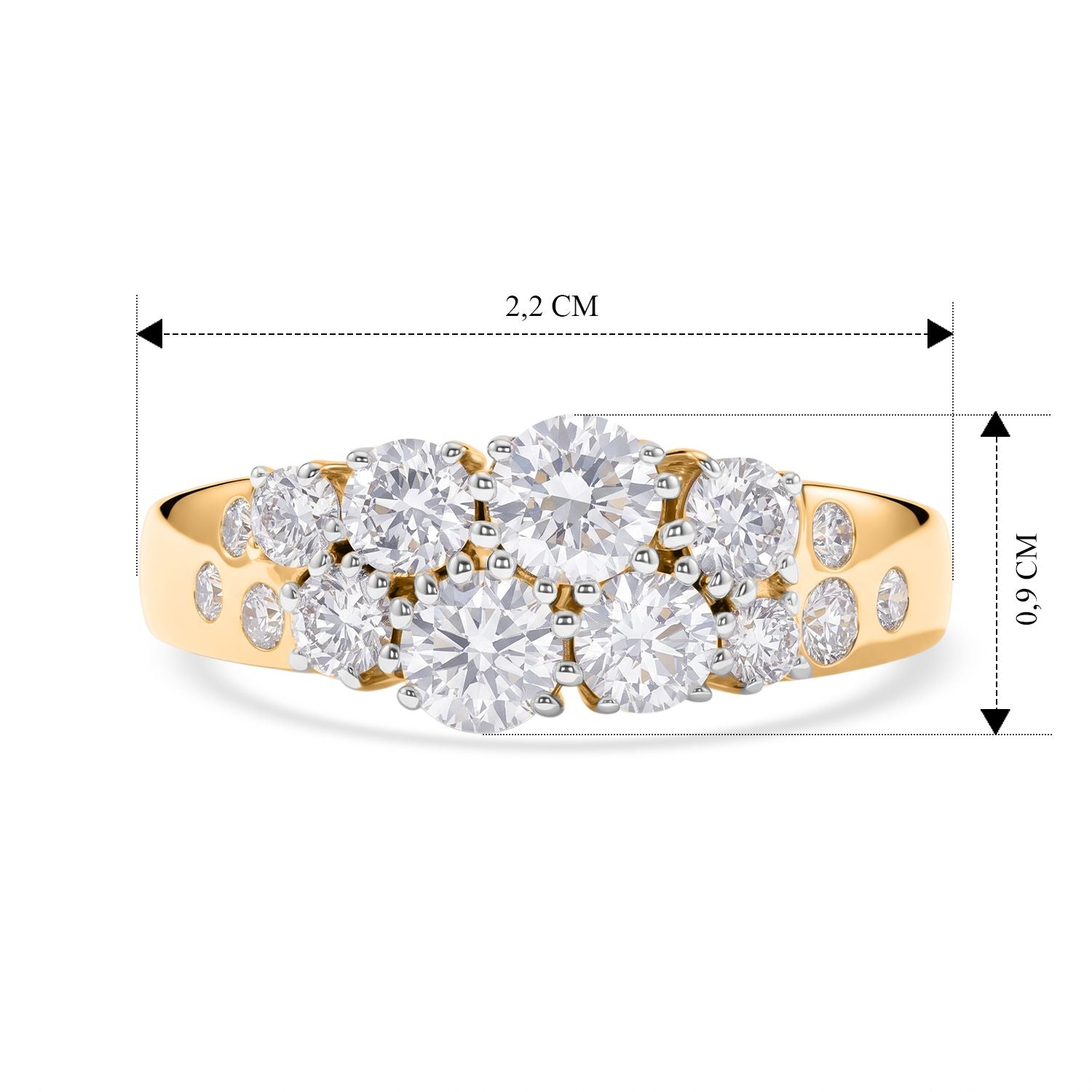 LUXURIANT DIAMOND - Lab Grown Diamant SGL zertifiziert SI-GH Ring 925 Silber 750 Gelbgold vermeil (Größe 17.00) ca. 1,48 ct