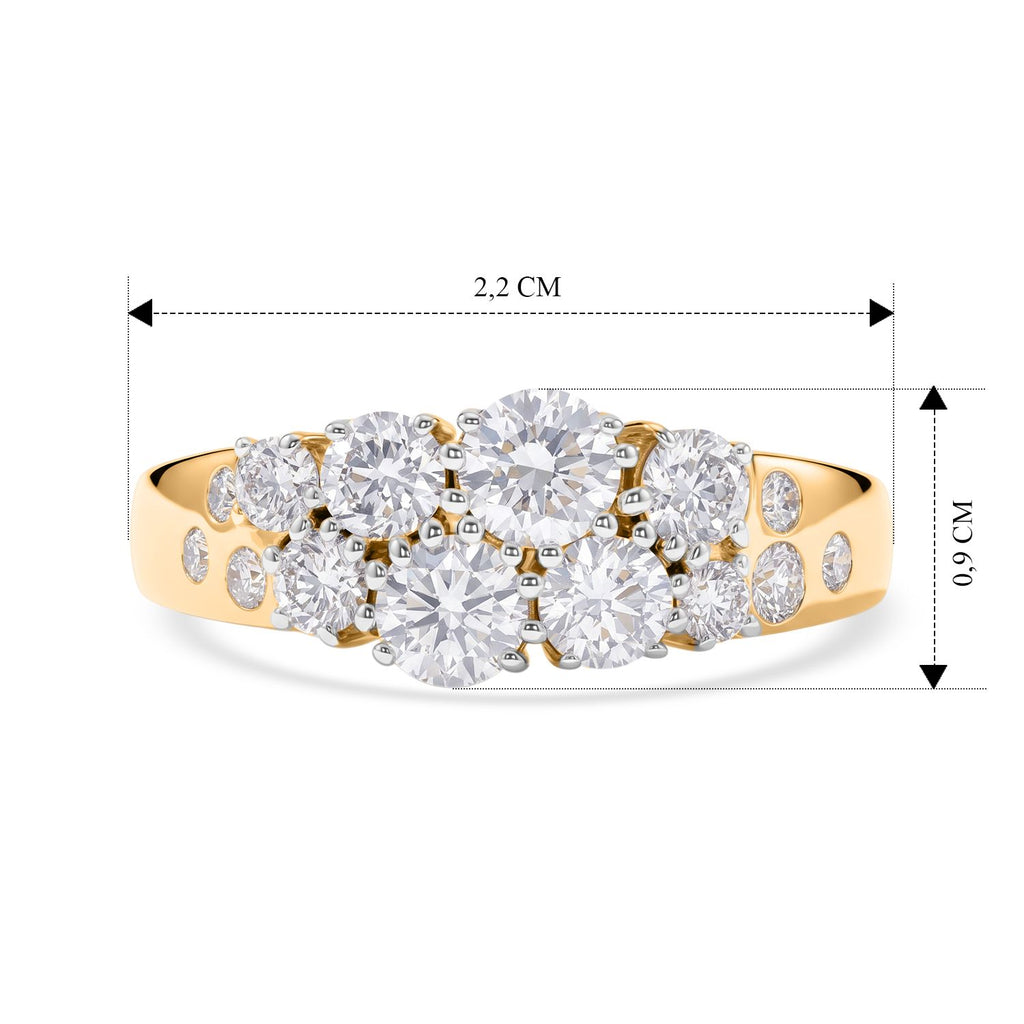 LUXURIANT DIAMOND - Lab Grown Diamant SGL zertifiziert SI-GH Ring 925 Silber 750 Gelbgold vermeil (Größe 17.00) ca. 1,48 ct