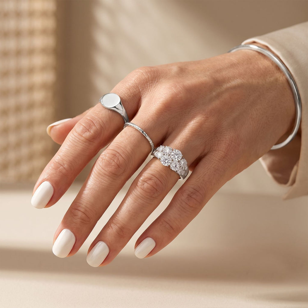 LUXURIANT DIAMOND - Lab Grown Diamant SGL zertifiziert SI-GH Ring 925 Silber Rhodiniert (Größe 21.00) ca. 1,48 ct