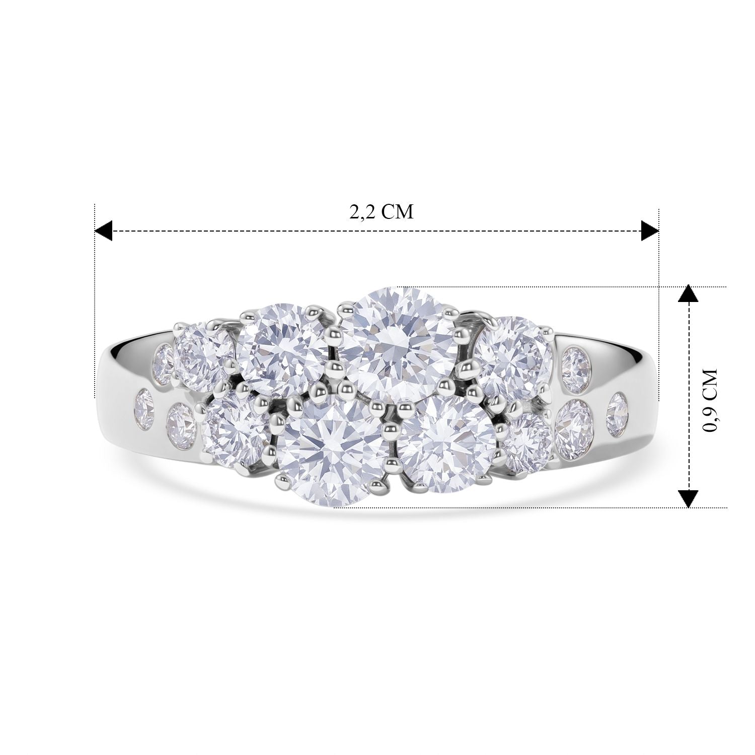 LUXURIANT DIAMOND - Lab Grown Diamant SGL zertifiziert SI-GH Ring 925 Silber Rhodiniert (Größe 21.00) ca. 1,48 ct