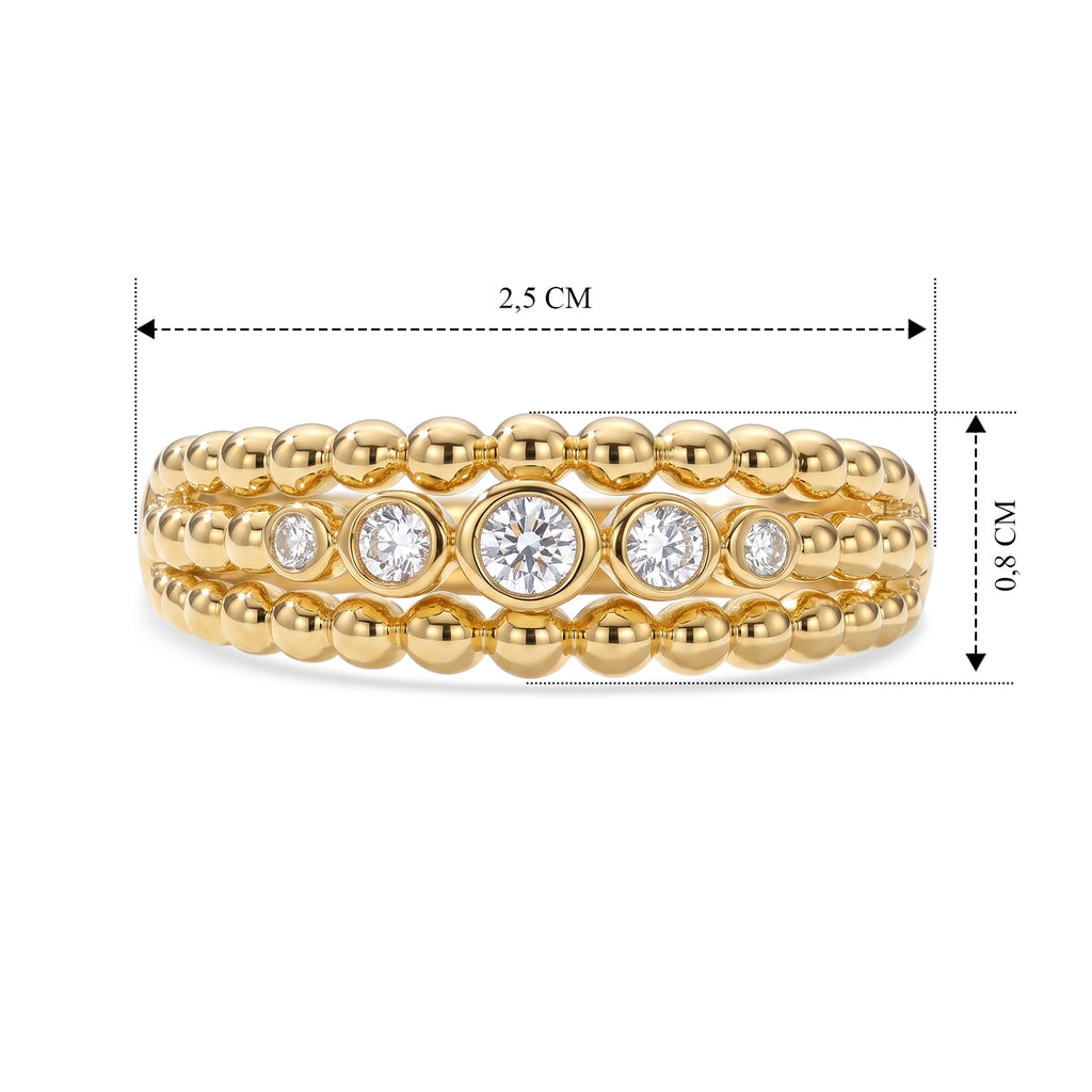 LUXURIANT DIAMOND - Lab Grown Diamant SI-GH Ring 925 Silber 750 Gelbgold vermeil (Größe 17.00) ca. 0,25 ct