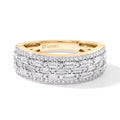 LUXURIANT 1 ct. SGL zertifizierter SI-GH Labor Diamant Ring, 925 Silber 750 Gelbgold Vermeil