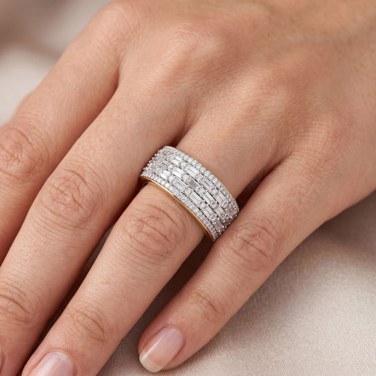 LUXURIANT DIAMOND - Lab Grown Diamant SGL zertifiziert SI-GH Ring 925 Silber 750 Gelbgold vermeil (Größe 17.00) ca. 1,00 ct
