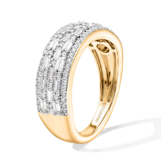 LUXURIANT DIAMOND - Lab Grown Diamant SGL zertifiziert SI-GH Ring 925 Silber 750 Gelbgold vermeil (Größe 17.00) ca. 1,00 ct