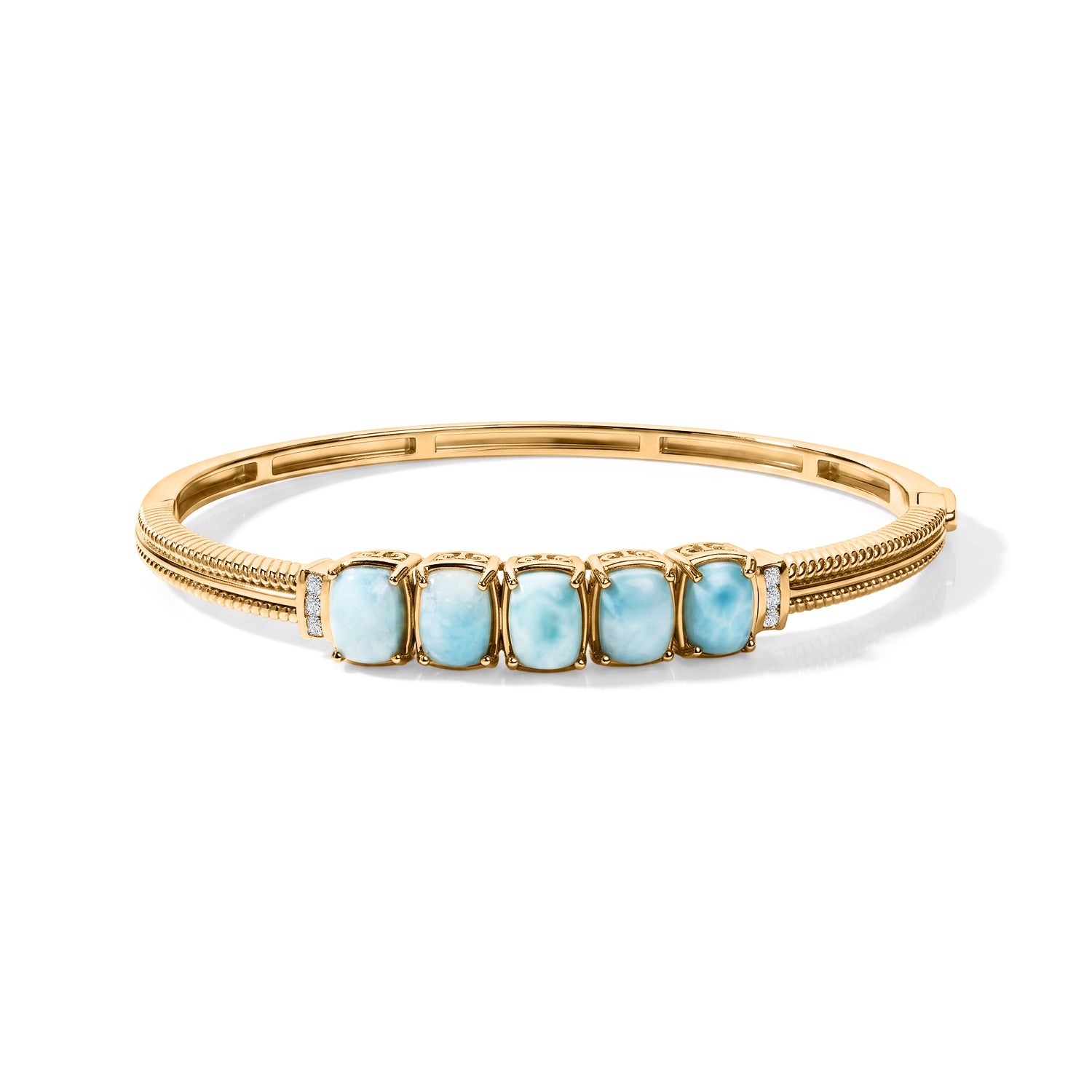 EVER TRUE AA Larimar, Weißer Zirkon Armreif ca. 19 cm Reine Bronze ca. 8,94 ct.