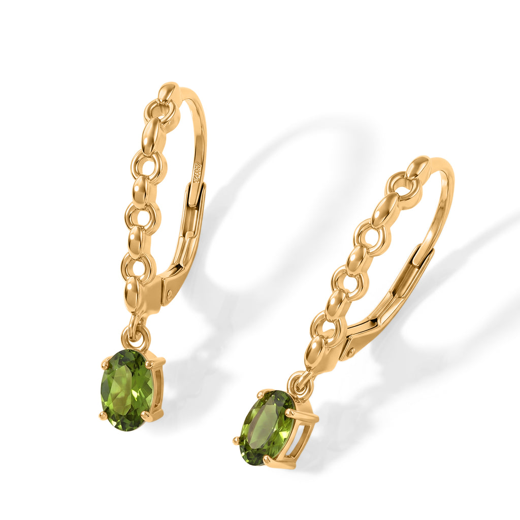 D'Joy Peridot Arizona Ohrringe 925 Silber 750 Vergoldet ca. 1,02 ct.