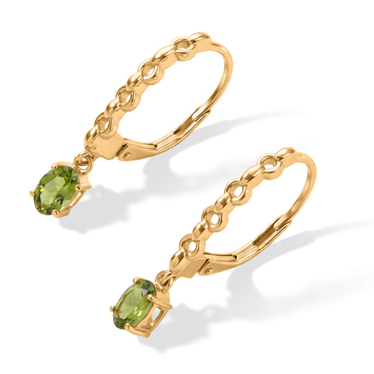 D'Joy Peridot Arizona Ohrringe 925 Silber 750 Vergoldet ca. 1,02 ct.